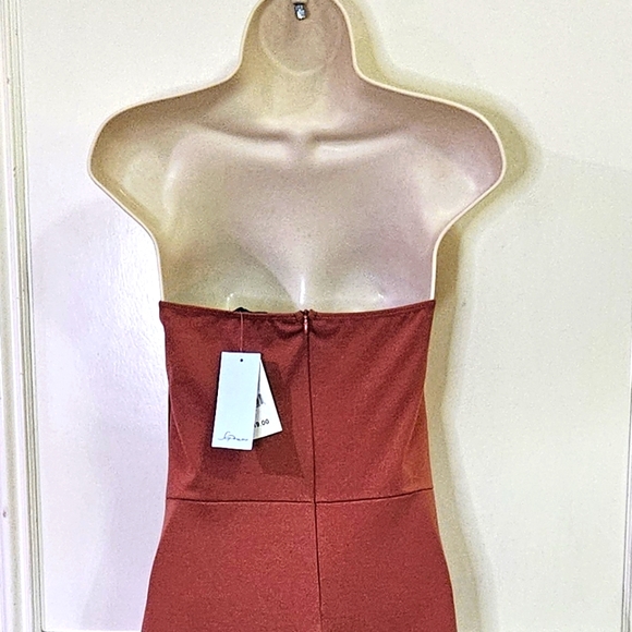 Soprano R. Marsala Strapless Front Split Midi Dress, Large, NWT - Picture 7 of 16